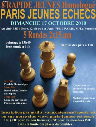 8ème rapide Paris Jeunes Echecs